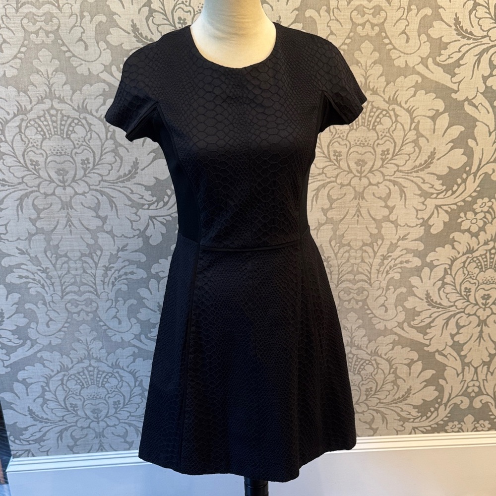 Rebecca Taylor Elegant Black Textured Snakeskin Dress